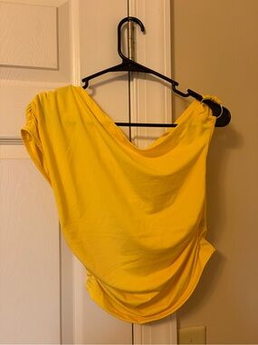 SHEIN Yellow Draped One-Shoulder Blouse